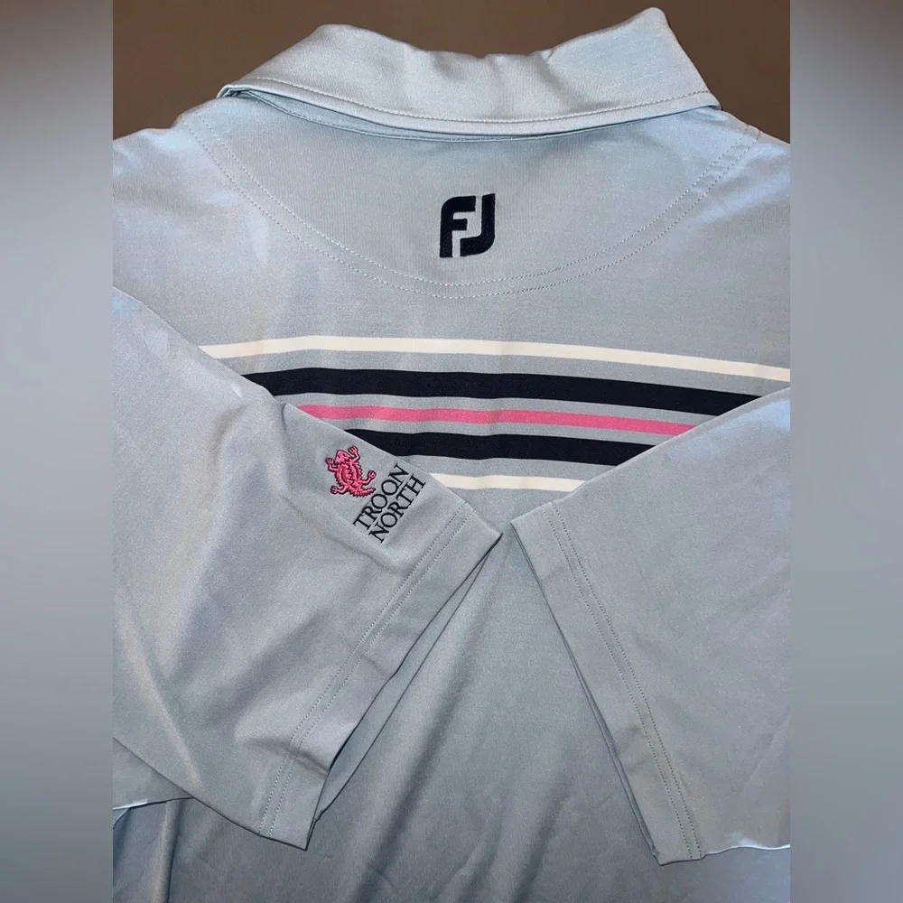 FootJoy Gray Polo with Multicolor Stripes - Picture 2 of 2